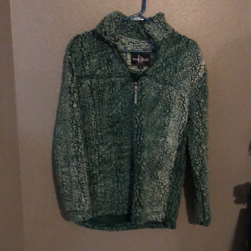 Green fuzzy quarter zip
